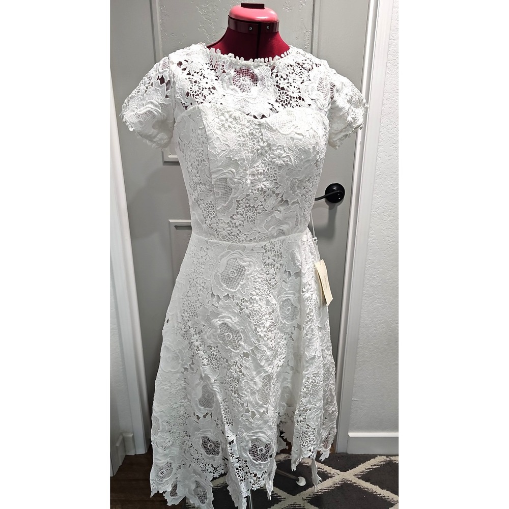 TS Couture White Lace High Low Wedding Dress NWT Size Unknown Bridal Formal